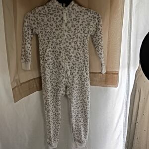 Cat & Jack Gray Leopard Kids Footie XS(4/5) With Ears Hoodie
